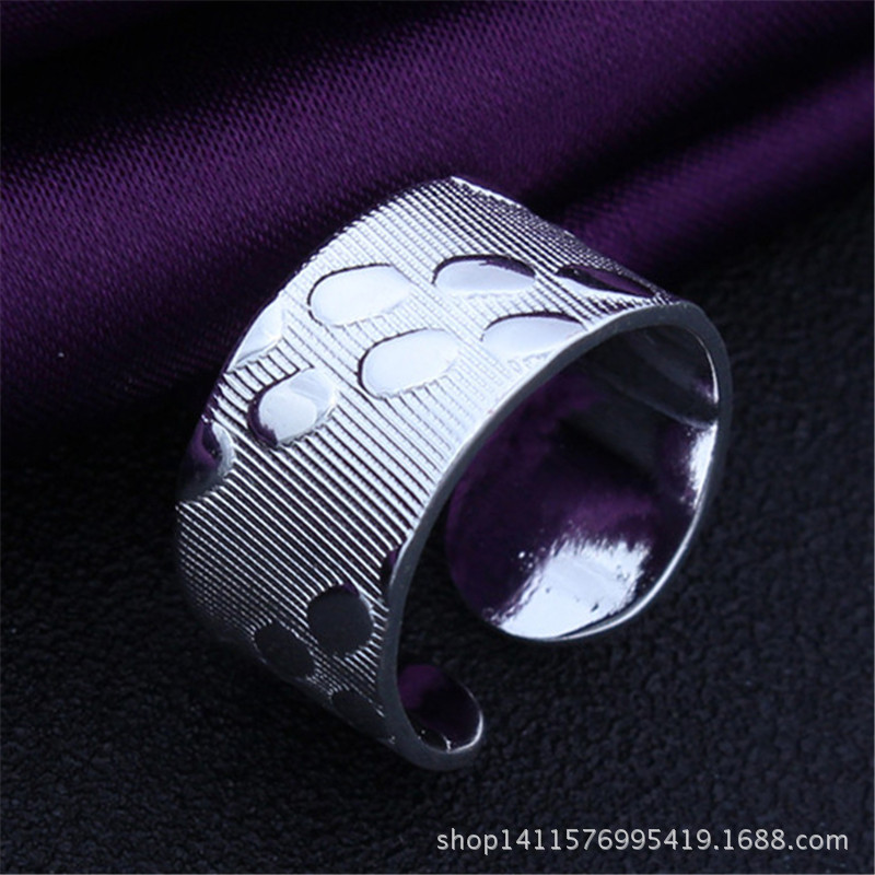 Europe and the United States hot fashion 925 silver plated opening adjustment Oval straight line pattern ring Renxing manufacturers wholesale