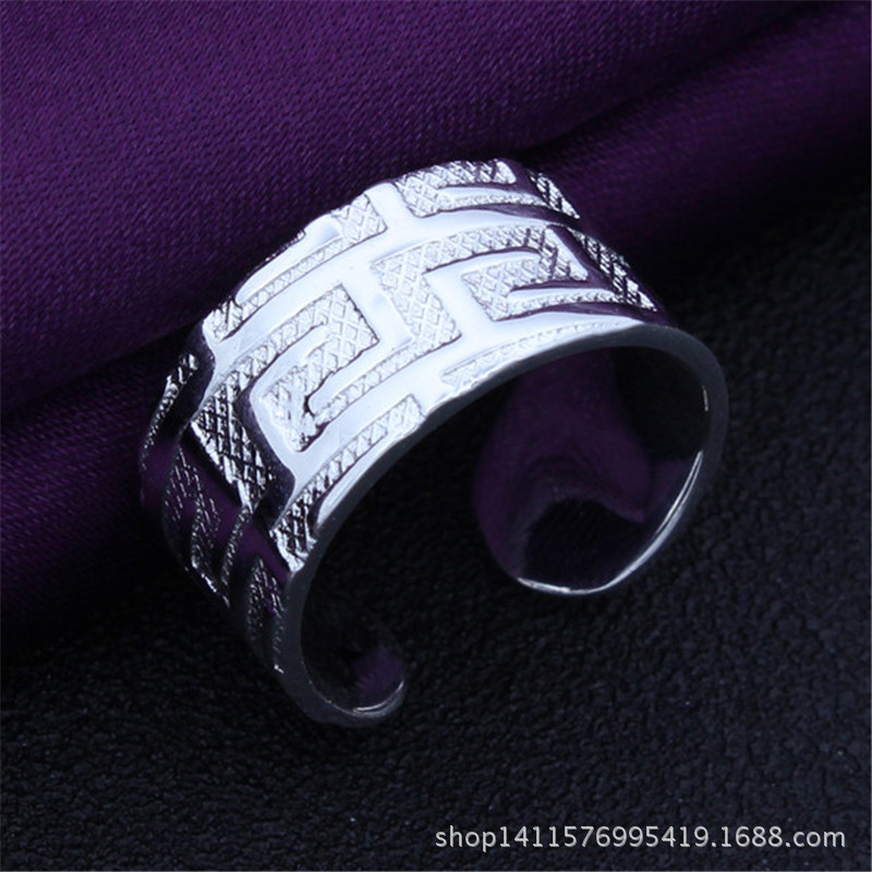 Europe and the United States hot fashion 925 silver plated opening adjustment maze pattern ring Renxing manufacturers supply wholesale