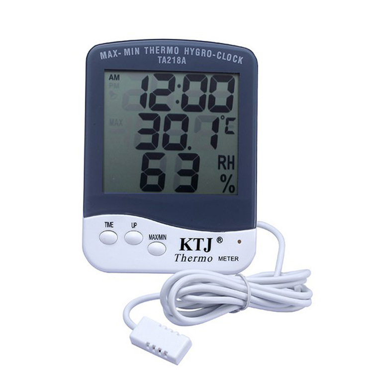 TA-218A大屏幕电子温湿度计带线温湿度 外置温湿度传感器 带时钟