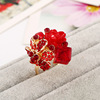 Accessory, crystal, one size fashionable ring, hypoallergenic resin, European style, with gem, flowered