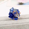 Accessory, crystal, one size fashionable ring, hypoallergenic resin, European style, with gem, flowered