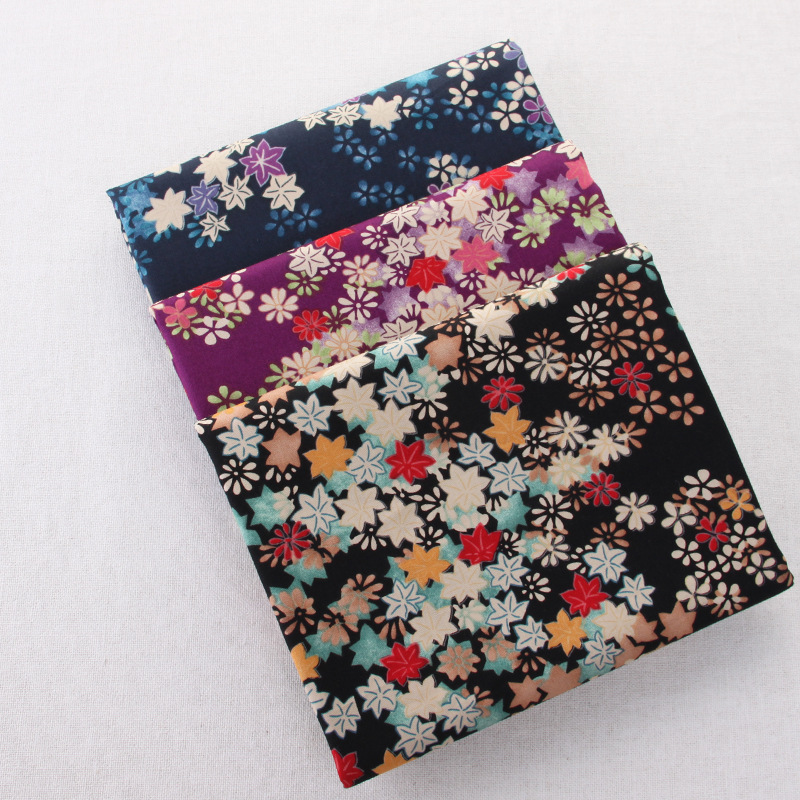 2173#手工DIY布料 印花和风花柄全棉布料 枫叶印花布