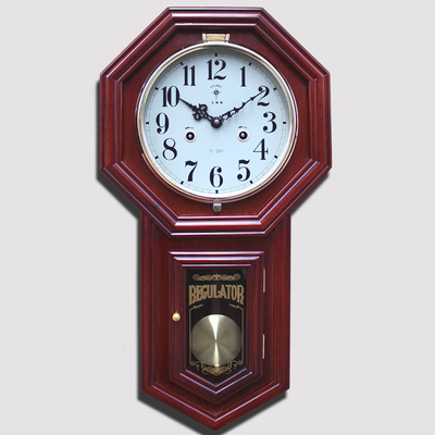 Reloj de pared de estilo chino nuevo antiguo, de madera maciza, mecánico – movimiento de péndulo de cobre Polaris, para Feng Shui.