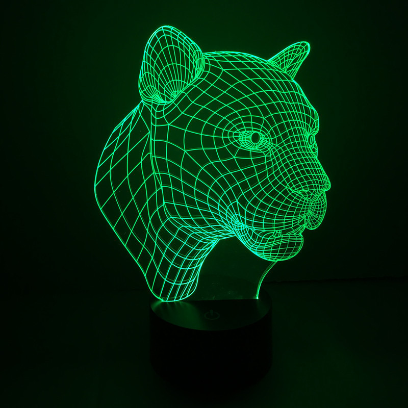 Foreign Trade New Leopard Led Touch Charging 3D Lamp Acrylic Led Visual Atmosphere Adjustment Night Light 2963