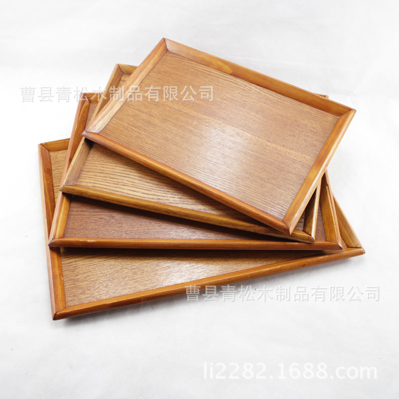 实木托盘方形原木色西餐厅上菜盘 下午茶点心盘家用烘焙面包托盘