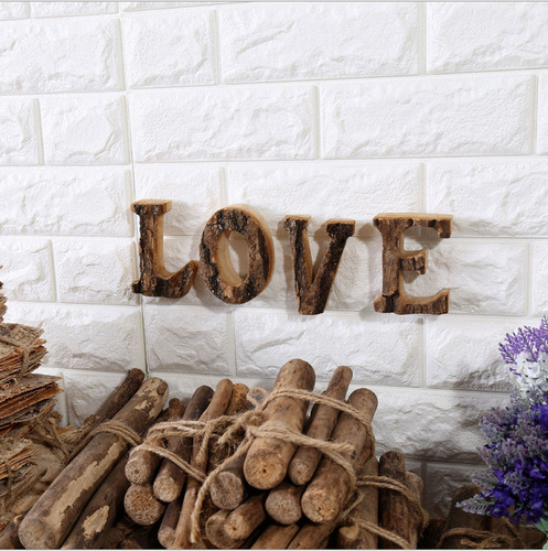 Natural bark log decoration English alphanumeric ornaments Nordic retro wooden wall decoration DIY shooting props