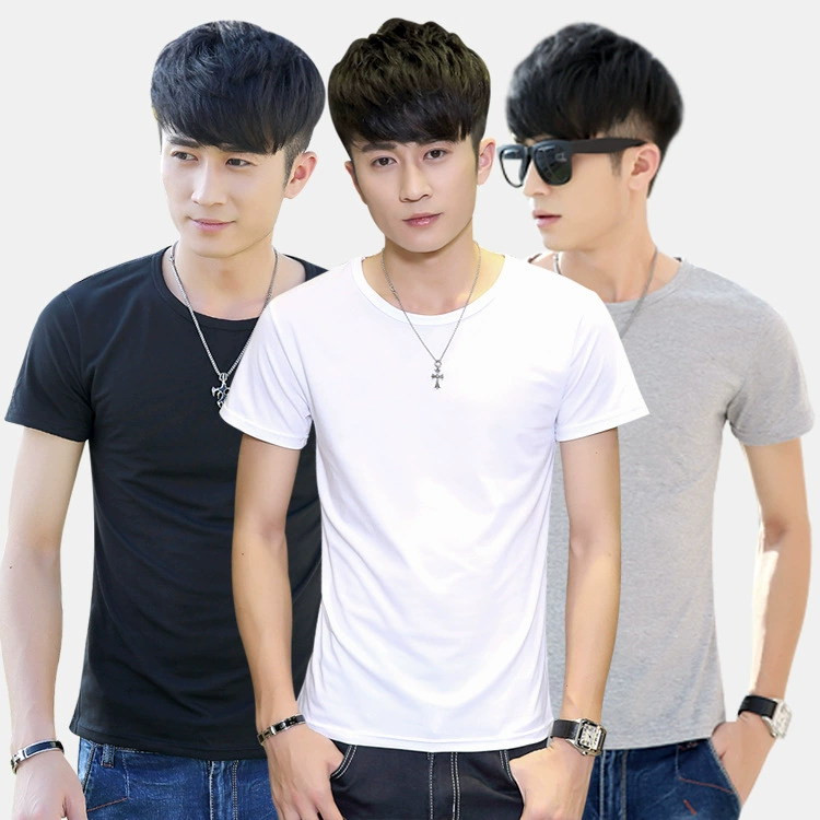 2022 летняя чисто белая мужская Тонкая футболка с круглым вырезом и короткими рукавами, однотонная тонкая рубашка с короткими рукавами Joker оптом