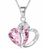 Crystal necklace with amethyst, accessory, zirconium heart-shaped, crystal pendant heart shaped