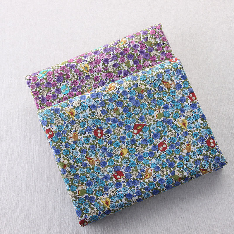 JK62#日韩DIY手工布料 田园印花棉布 玫瑰花与小鸟 110cm