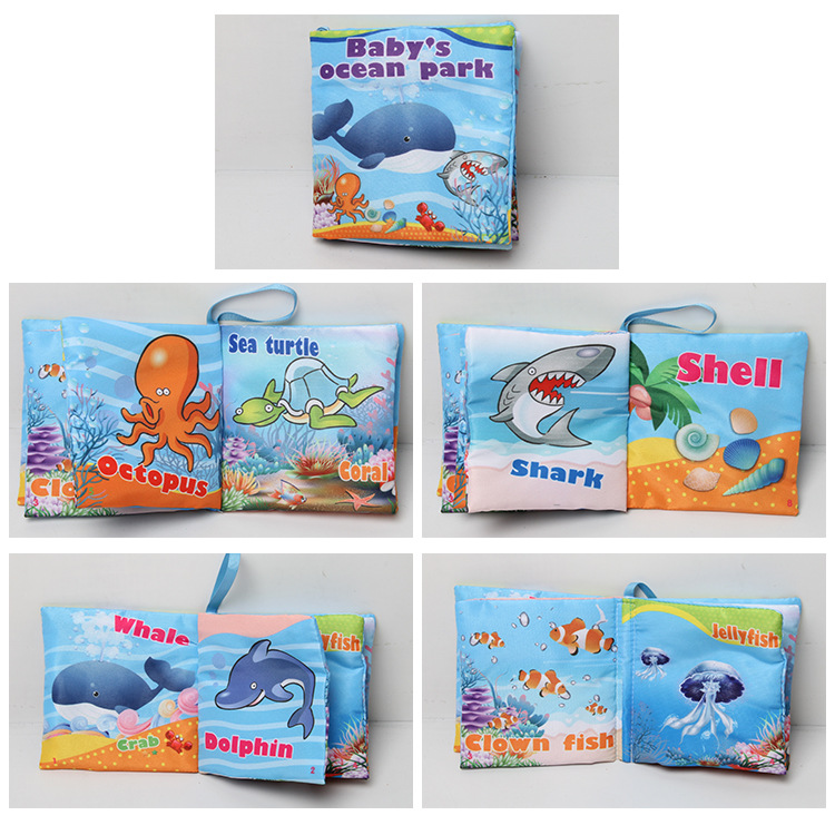 Exportación transfronteriza libro de tela para bebés educación temprana juguete cognitivo bosque animal inglés ABC libro de Palma libro de tela para bebés