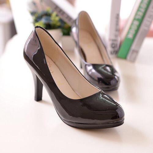 Manufacturer supplies  new patent leather high-heeled women's shoes professional OL Taiwan shallow mouth round toe single shoes for women