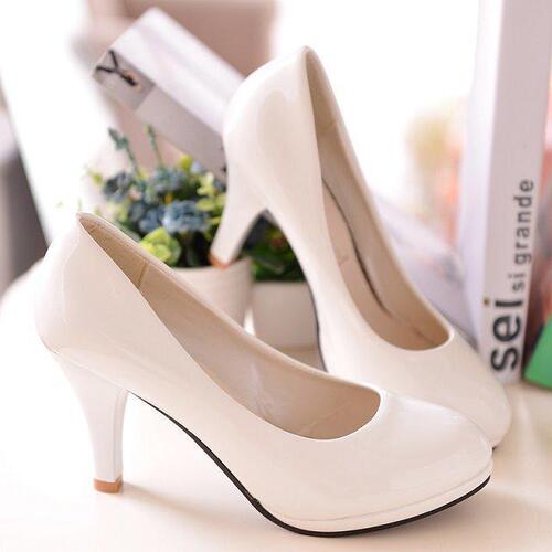 Manufacturer supplies  new patent leather high-heeled women's shoes professional OL Taiwan shallow mouth round toe single shoes for women