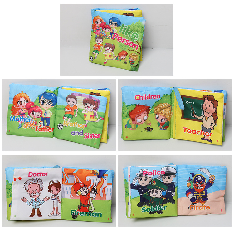 Exportación transfronteriza libro de tela para bebés educación temprana juguete cognitivo bosque animal inglés ABC libro de Palma libro de tela para bebés