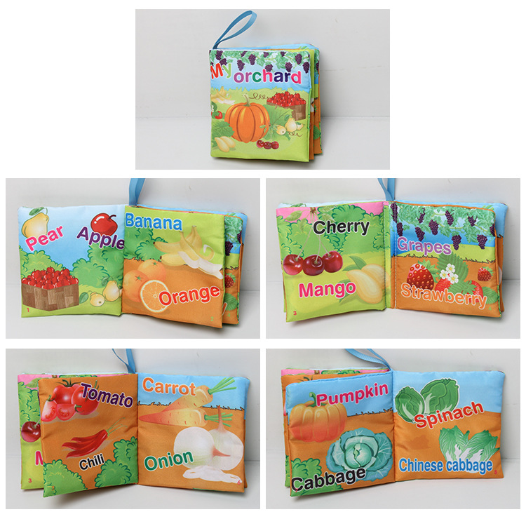 Exportación transfronteriza libro de tela para bebés educación temprana juguete cognitivo bosque animal inglés ABC libro de Palma libro de tela para bebés