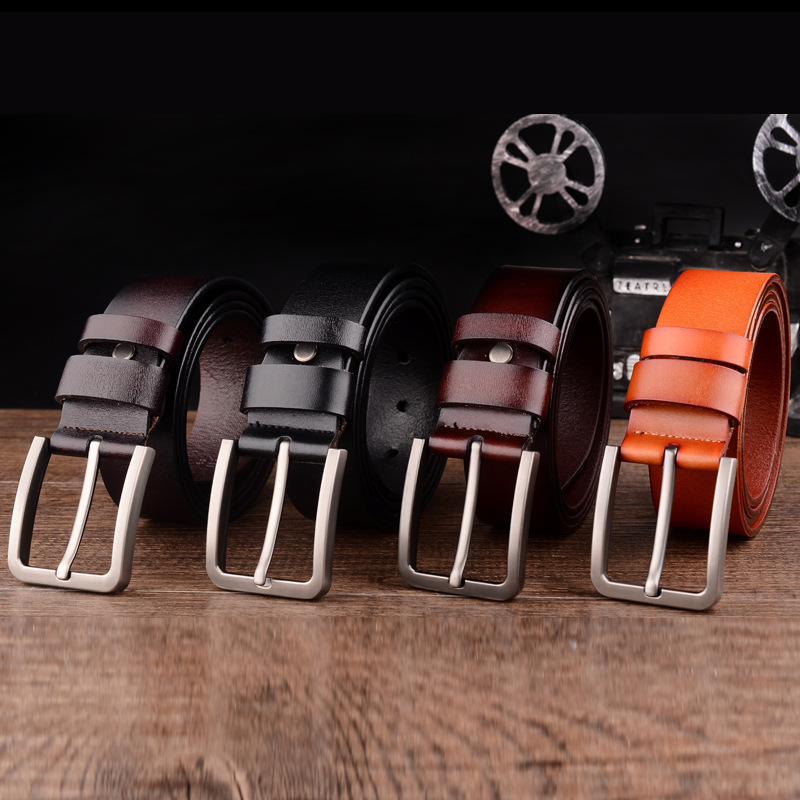 Suministro transfronterizo cinturón de cuero para hombres hebilla casual Cinturón de piel de vaca pantalones para hombres cinturón fábrica venta directa al por mayor