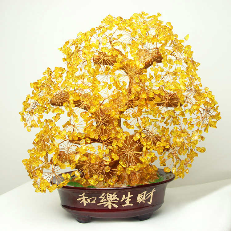 Citrine Fortune Tree Fortune Tree Fortune Tree Money Tree Crystal Tree and Happy Fortune Ornaments Large Cornucopia Opening Gift