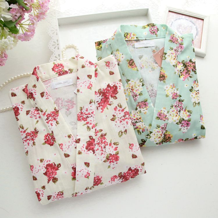 New Spring Comfortable Cotton Eight-point Sleeve Simple Natural Underwear suit Thin Women's Home Wear Kimono Set