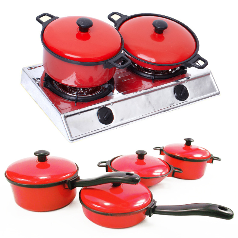 Casa de juegos para niños juguetes utensilios de cocina educación temprana juguetes de cocina simulación 13 piezas combinación de vajilla roja