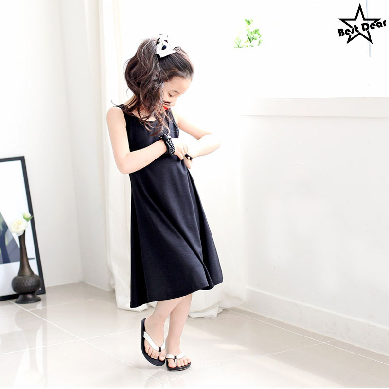 Estilo coreano de los niños ropa de verano de las niñas falda chaleco estilo lindo europeo y americano vestido fresco de los niños falda de algodón padre-niño ropa de las mujeres