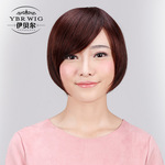 假发女短直发波波头真人发丝 气质斜刘海不规则发套一件代发 6048