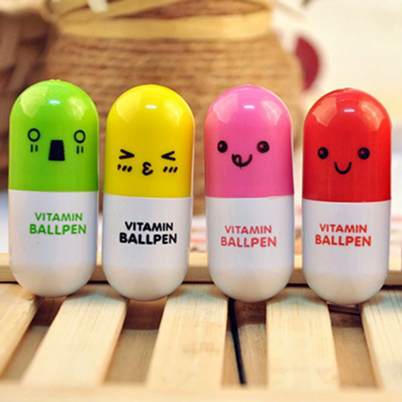 Креативная ручка-таблетка H, маленький размер, новый материал, мультяшный дизайн, забавная выразительная ручка, выдвижная, на масляной основе, 11 г, веселая и креативная.