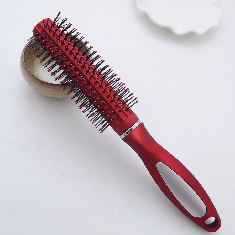 Red curly plastic matte brush, adds volume, wholesale