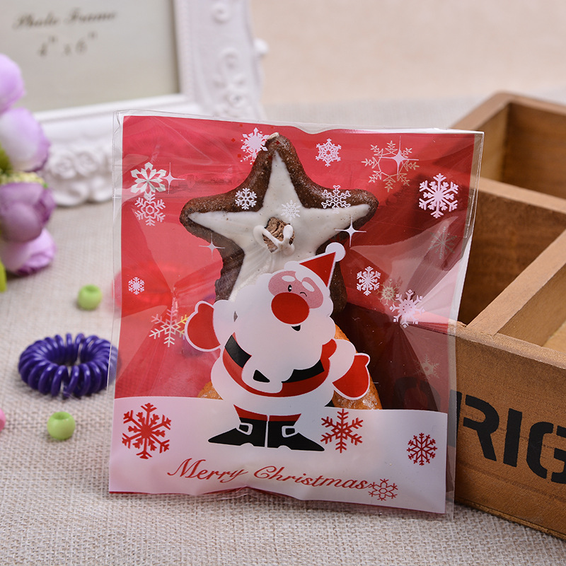 烘培包装 圣诞老人饼干袋 礼品袋 手工皂自粘袋 糖果袋10*11+3