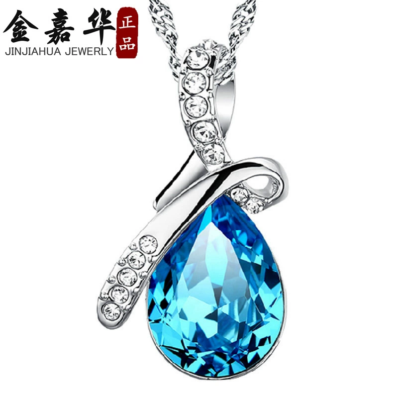 [Аксессуары оптом корейского стиля серебрёное necklace капля воды ангел слеза подвеска австрийский кристалл драгоценная серебряная вставка]