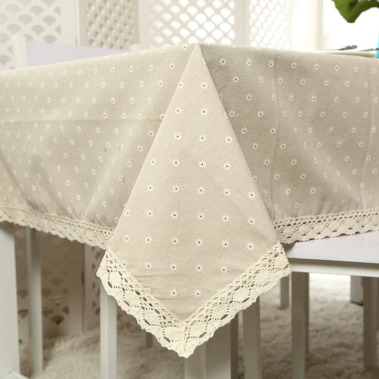 ZAKKA печать полиэстер хлопок imitation linen маленькая ромашка кружевная скатерть тканевая скатерть чайная сервировочная накидка шарф однослойная доставка