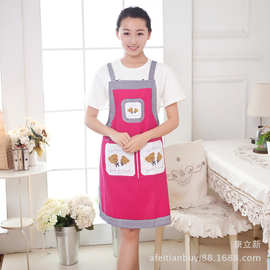 韩版厨房无袖围裙加厚帆布背带式厨房家居粗布围裙厂家批发可代发