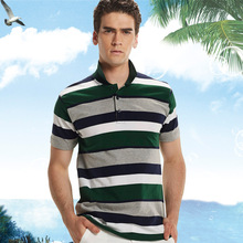 摆地摊男式t恤特价货源 条纹翻领t恤男 纯棉体恤男装Polo衫 夏季