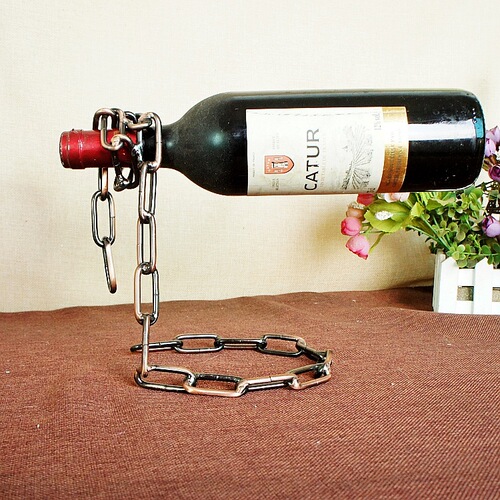 Creative bottle kitchen utensils rope wine rack metal magic chain wine rack storage rack red wine rack 023
