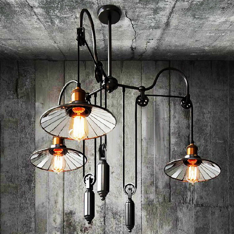 Retro industrial style three-headed chandelier hotel guest room cafe clothing store restaurant private room creative personality lamp