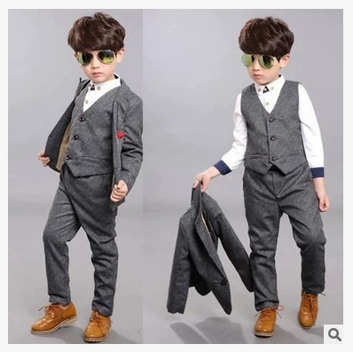 Осенний классический костюм для мальчиков, детский набор, платье, детская одежда, корейский стиль, набор из 3 предметов