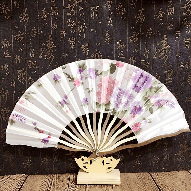 女扇龙骨扇弯扇刀扇女式折扇绸缎扇工艺扇高档礼品