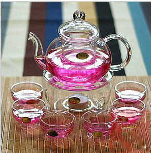 Juego de vidrio de flores y plantas juego de té tetera de flores con filtro juego de té de Kung Fu traje