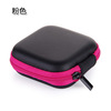 Handheld headphones, organizer bag, purse, mobile phone, charger, small coins, wallet, storage box