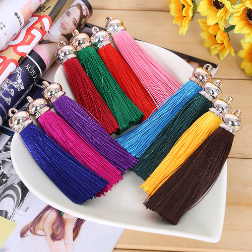 8cm Eco-friendly Polyester Fringe Tassels Keychain Bag Hook Accessory Ice Silk Fringe Bulk