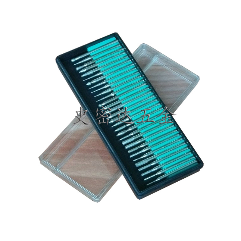 合金磨头电镀金刚石磨针什锦打磨棒雕刻磨头钻针套装30支装电磨头