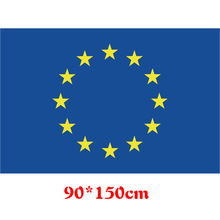 F970 现货批发 90*150cm 3*5ft 欧盟  4号涤纶旗帜  EU Flag