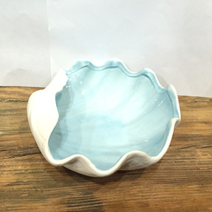 Ceramic Shell Marine Series Crafts Mediterranean Shell Bowl Eternal Flower Ceramic Plate Storage Factory Direct Supply