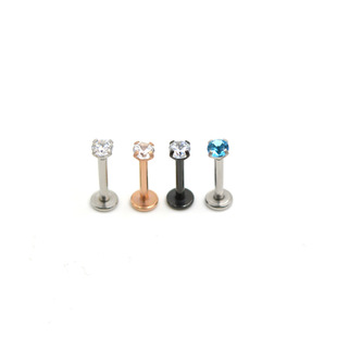Factory direct AAA grade 3mm round zircon lip nail human body piercing stainless steel inner teeth lip nail zircon navel nail