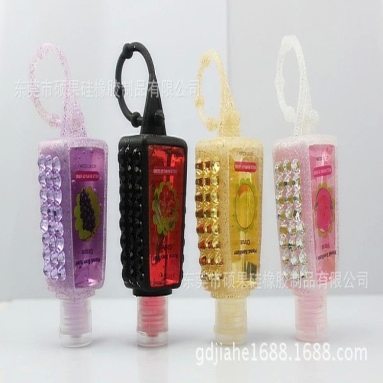 带钻卡通30ml免洗洗手液硅胶瓶套 便携PVC的就卡通硅胶瓶套