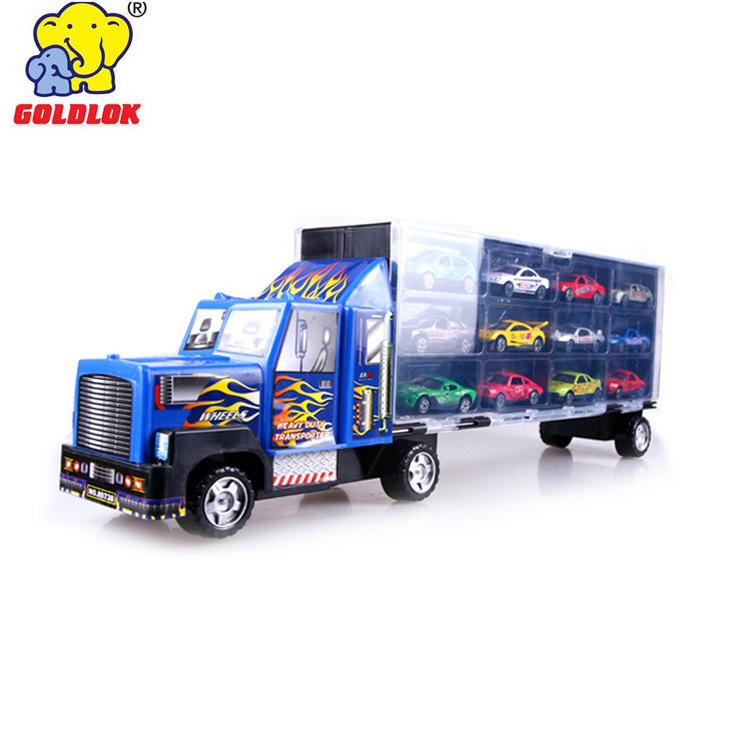 Gaole toy alloy container truck medium car container contains 12 cars can be loaded with wind wheel alloy car