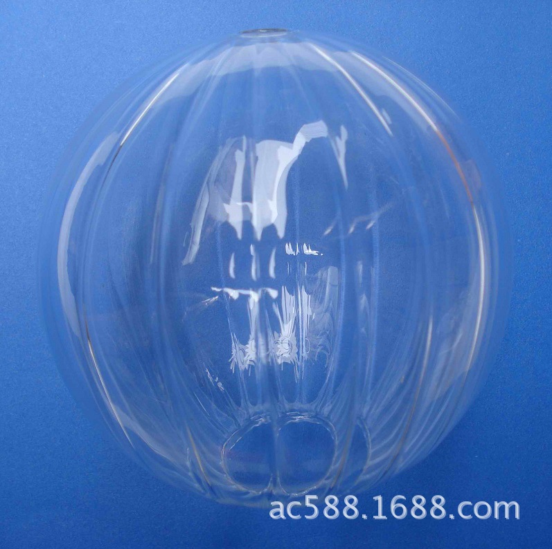 人工吹制空心高硼硅玻璃圆球泡 内条纹装饰吊球 工艺礼品生产加工