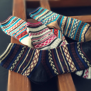 Special Promotion Japanese Thick Needle Retro Trendy Short State Men's Socks Totem Ethnic Knitted Thick Line Casual Socks Cotton Socks