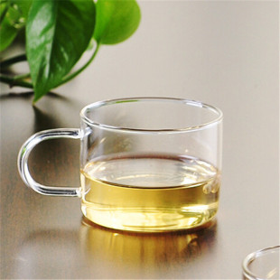 Wholesale and wholesale handmade heat-resistant glass small tea cup straight cylindrical shape six-color Cup with handle