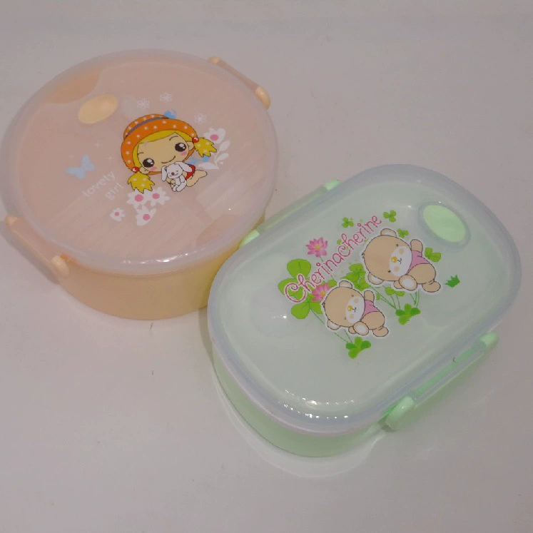 Double-layer plastic lunch box, spoon sealed