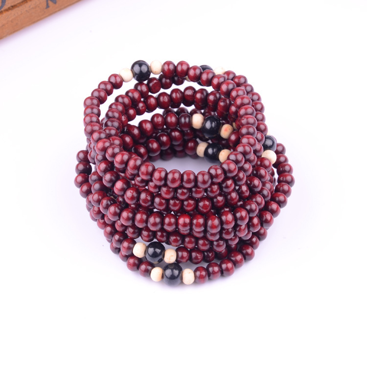 6MM 红棕木质圆珠手链 韩版冲圆饰品仿檀木香味手串手链 好质量