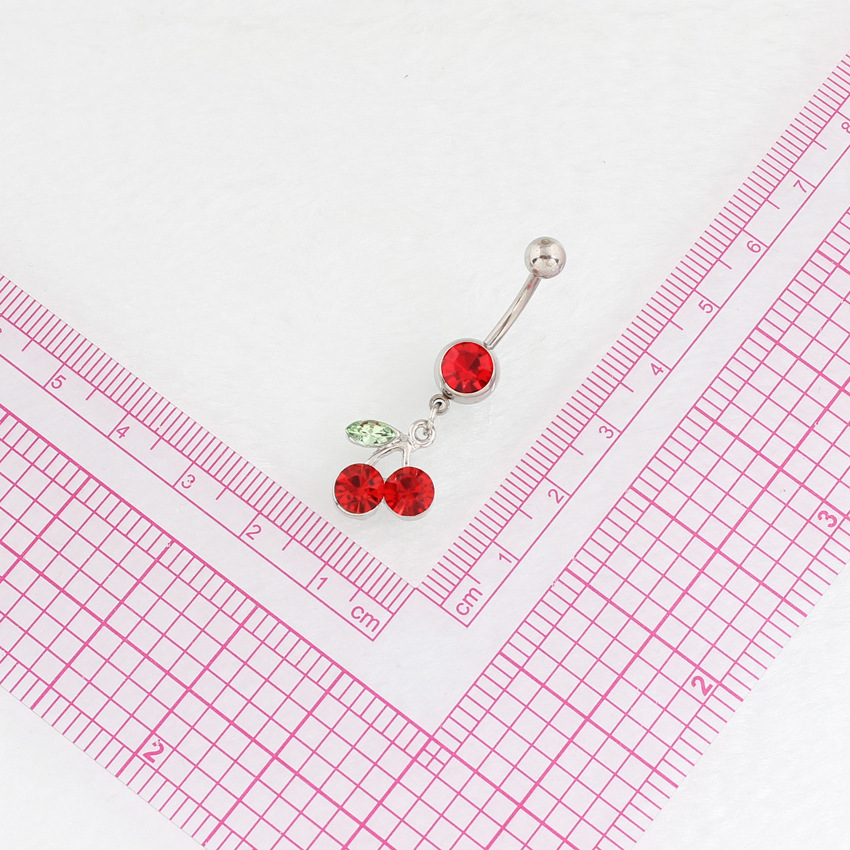 Directement du fabricant : Anneaux de nombril avec pendentifs cerise, clous en acier inoxydable de qualité médicale, piercing corporel_voghion.com